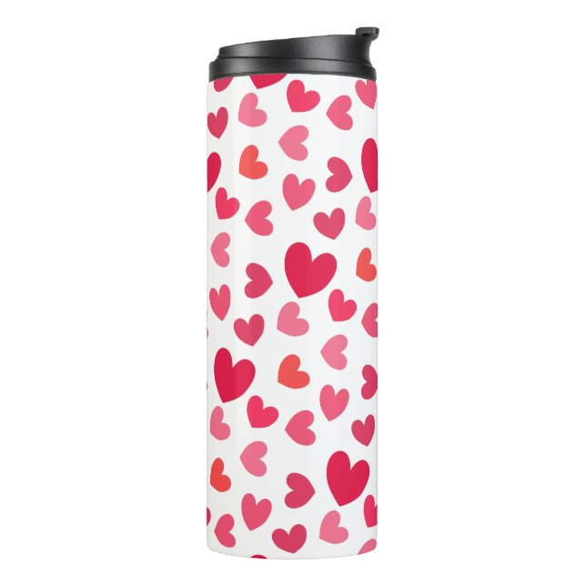 Berry-, Rot- und Rosa-Herz-Muster Thermosbecher (Nach links gedreht)