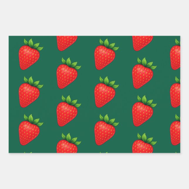 Berry Sassy™ Erdbeer-Geschenkpapier – Junie Fer Geschenkpapier Set (Vorderseite)