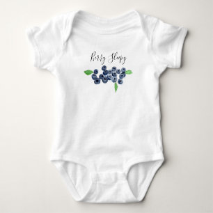 Berry Sleepy Blueberries Früchte Aquarellkost Baby Strampler