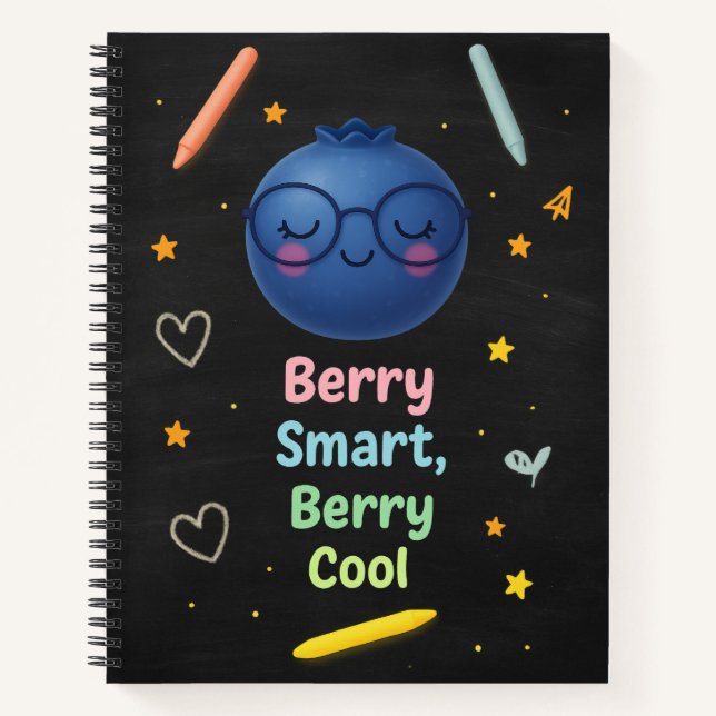 Berry Smart Berry Cool - Blueberry Chalkboard Notizbuch (Vorderseite)