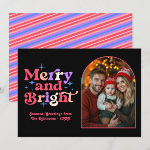 Berry Sorbet Modern Retro Christmas Family Foto Feiertagskarte