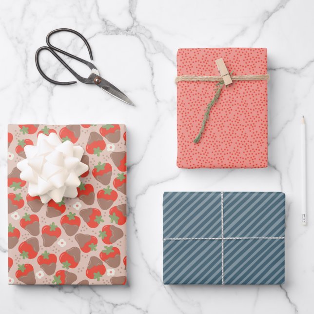 Berry Special Dipped Erdberies - Latte Geschenkpapier Set (Vorderseite)