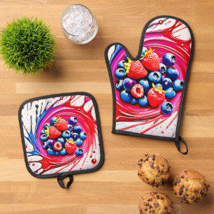 Berry Splash: Colour Burst Ofenhandschuh & Topflappen-Set