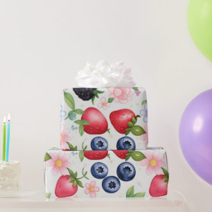 Berry Strawberry Blume Geburtstagsfeier für sie Geschenkpapier
