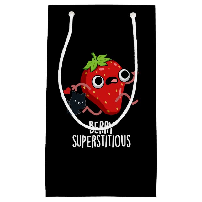 Berry Superstively Funny Frucht Pun Dark BG Kleine Geschenktüte (Vorderseite)