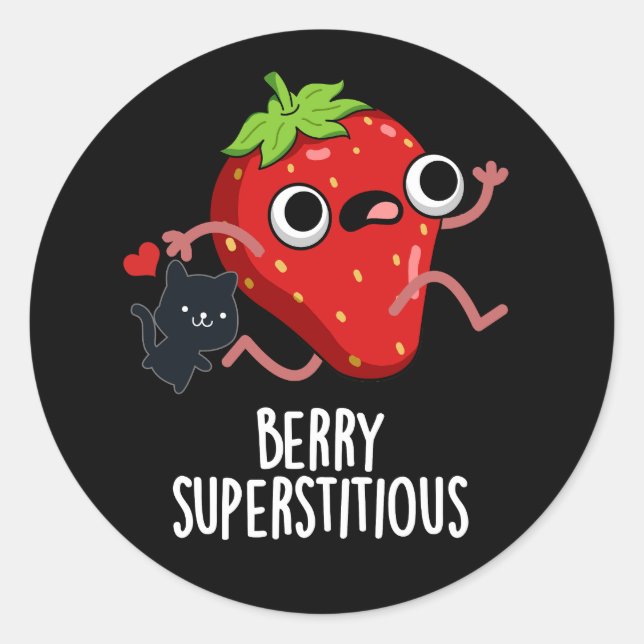 Berry Superstively Funny Frucht Pun Dark BG Runder Aufkleber (Vorderseite)