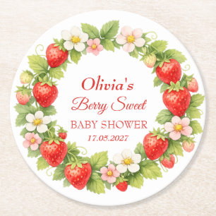 Berry süße Babyparty Erdbeere Baby Mädchen Junge Runder Pappuntersetzer