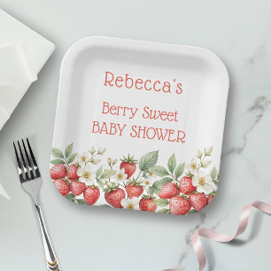 Berry süße Babyparty Erdbeeren blühen Pappteller
