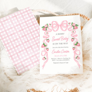Berry süße Babyparty rosa Schleife Einladung