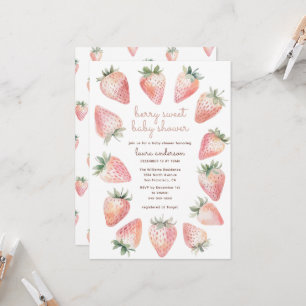 Berry süße Babyparty Wasserfarbe Erdbeeren Einladung