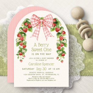 Berry süße Erdbeer-Bogen-Baby-Party Einladung
