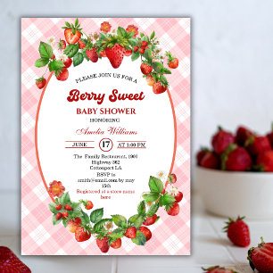 Berry süße Erdbeeren-Rosa Baby-Party Einladung