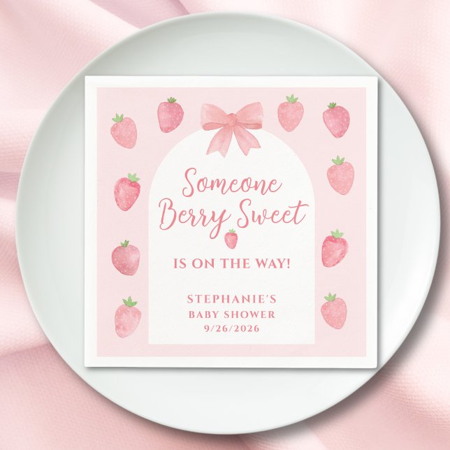 Berry süße Erdbeermädchen-Baby-Party Serviette (Von Creator hochgeladen)