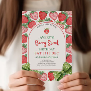 Berry süße Geburtstags-Erdbeerparty-Einladung Einladung