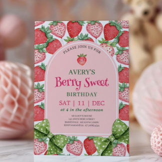 Berry süße Geburtstagsfeier Erdbeer-Geburtstag  Einladung