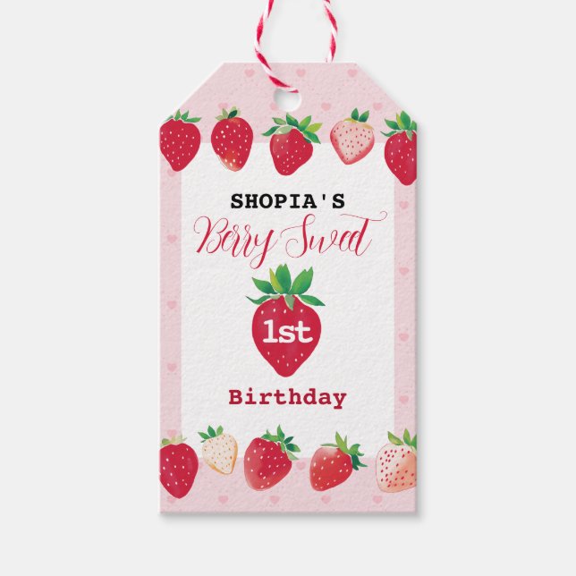 Berry Sweet 1. Geburtstag Geschenkanhänger (Vorderseite)