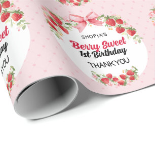 Berry Sweet 1. Geburtstag Geschenkpapier