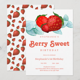 Berry Sweet 1. Geburtstag Party Einladung