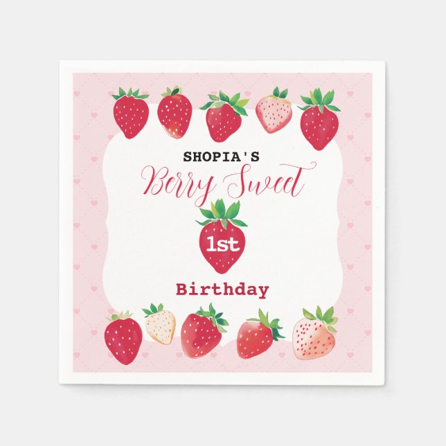 Berry Sweet 1. Geburtstag Serviette (Vorderseite)