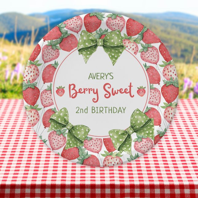 Berry Sweet 2. Geburtstag Erdbeerpärty  Pappteller (Von Creator hochgeladen)