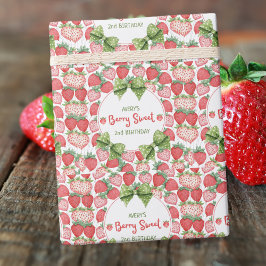 Berry Sweet 2nd Birthday Strawberry Party  Geschenkpapier
