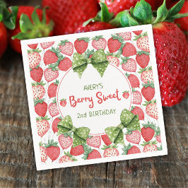 Berry Sweet 2nd Birthday Strawberry Party  Serviette