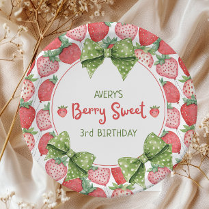 Berry Sweet 3. Geburtstag Strawberry-Party  Pappteller