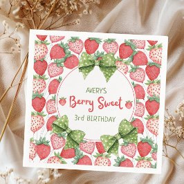 Berry Sweet 3rd Birthday Strawberry Party  Serviette