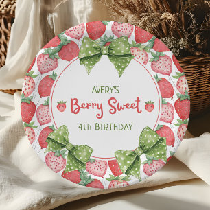 Berry Sweet 4. Geburtstag Erdbeerparty  Pappteller