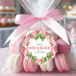 Berry Sweet 4th Birthday Strawberry Party  Runder Aufkleber