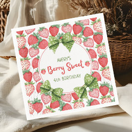 Berry Sweet 4th Birthday Strawberry Party  Serviette