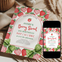 Berry Sweet 5. Geburtstag Erdbeereinladung