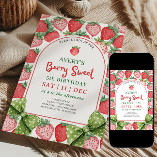 Berry Sweet 5. Geburtstag Erdbeereinladung Einladung
