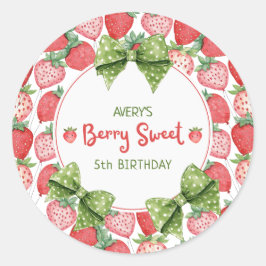 Berry Sweet 5th Birthday Strawberry Party  Runder Aufkleber