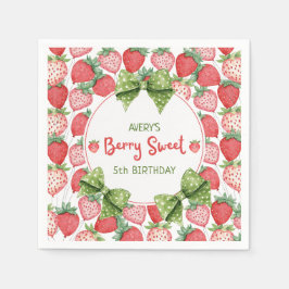 Berry Sweet 5th Birthday Strawberry Party  Serviette