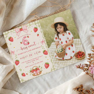 Berry Sweet 6. Geburtstag Erdbeere  Einladung