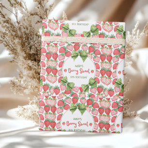 Berry Sweet 6. Geburtstag Erdbeerparty Geschenkpapier