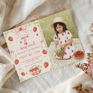 Berry Sweet 7. Geburtstag Erdbeere Einladung