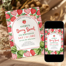 Berry Sweet 7. Geburtstag Erdbeereinladung