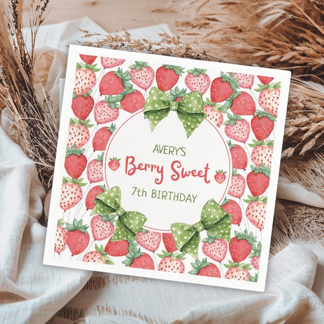 Berry Sweet 7. Geburtstag Erdbeerparty  Serviette (Von Creator hochgeladen)