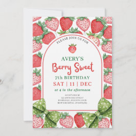 Berry Sweet 7th Birthday Strawberry Invitation Einladung