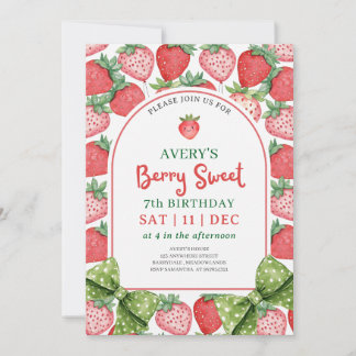 Berry Sweet 7th Birthday Strawberry Invitation Einladung