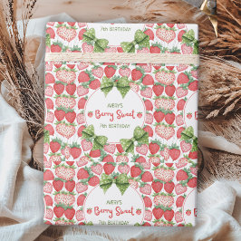 Berry Sweet 7th Birthday Strawberry Party  Geschenkpapier