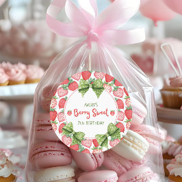 Berry Sweet 7th Birthday Strawberry Party  Runder Aufkleber