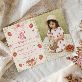 Berry Sweet 8. Geburtstag Erdbeere Einladung
