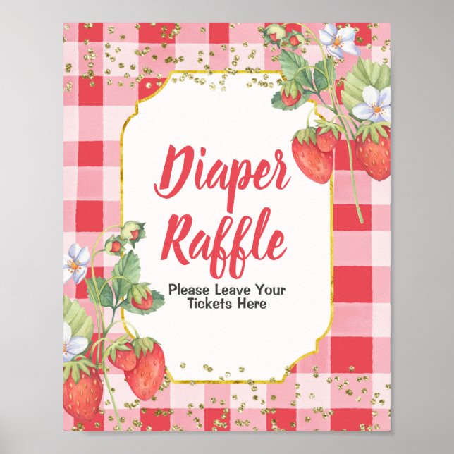 Berry Sweet Aquarell Diaper Raffle Poster (Vorne)
