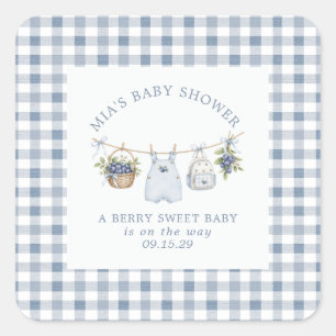 Berry Sweet Baby Clothesline Baby Shower Quadratischer Aufkleber