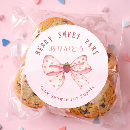 Berry Sweet Baby Coquette Bow Pink Watercolor Runder Aufkleber