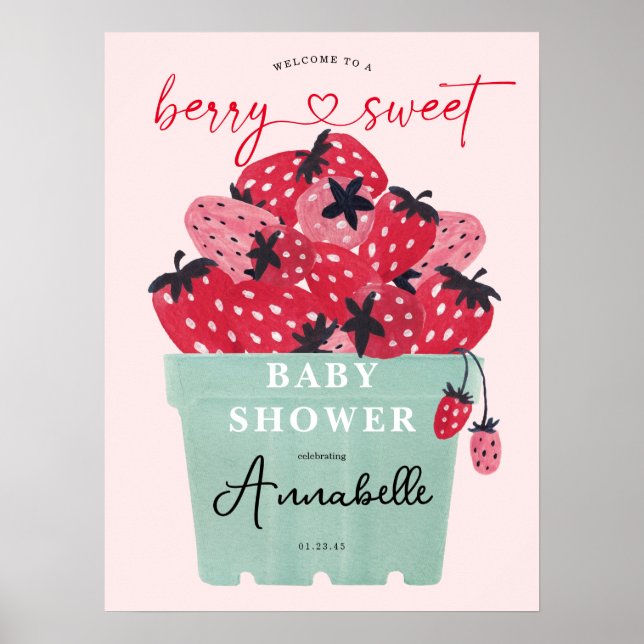 Berry Sweet Baby Dusche Begrüßungszeichen Poster (Vorne)