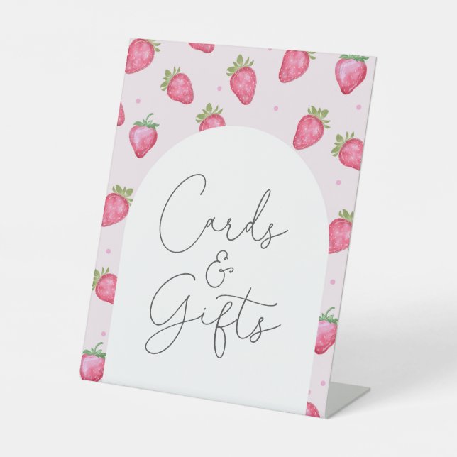 Berry Sweet Baby Dusche Erdbeerkarten und Geschenk Sockelschild (Vorderseite)